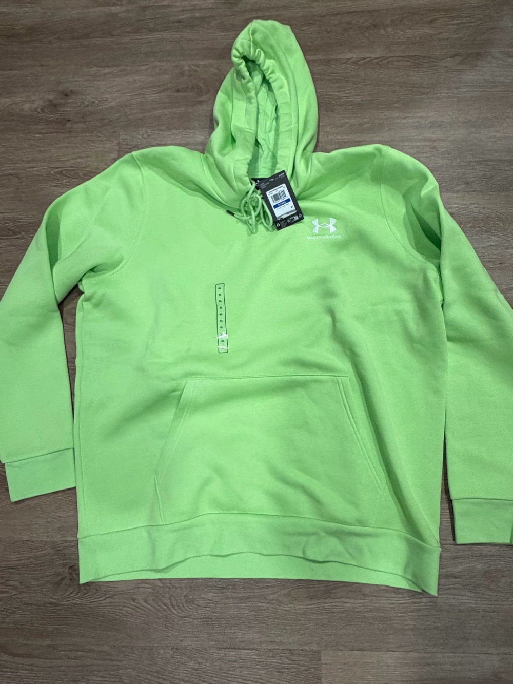 Under Armour Men’s Bright Neon Green Pullover Hoodie - Picture 4 of 6